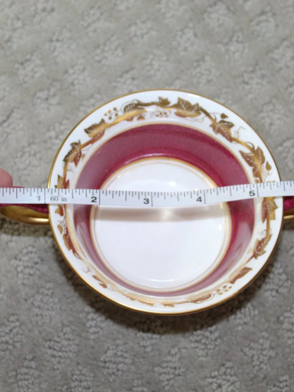 Set of 2 Soup Cups & Saucers Wedgwood Whitehall W3994 Powder Ruby Bone China